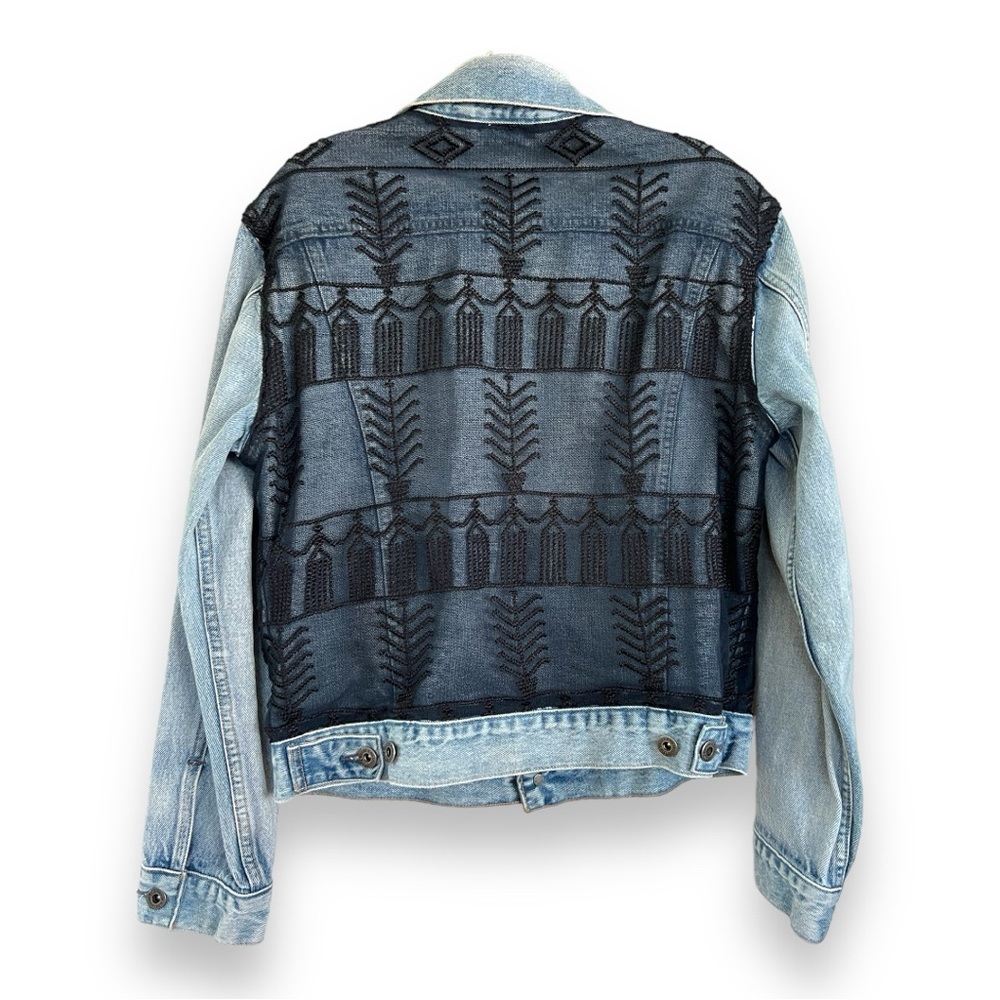 Levi’s Made & Crafted trucker jacket with French tulle lace overlay size medium - Picture 2 of 8